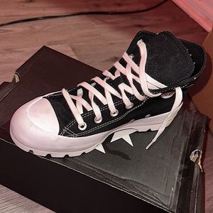 Chuck Taylor Lugged Leather High Top Converse.